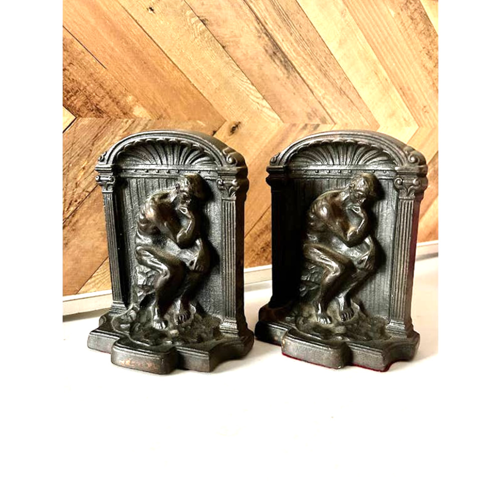 Pair of Solid Bronze Bookends of "The Thinker" by Auguste Rodin